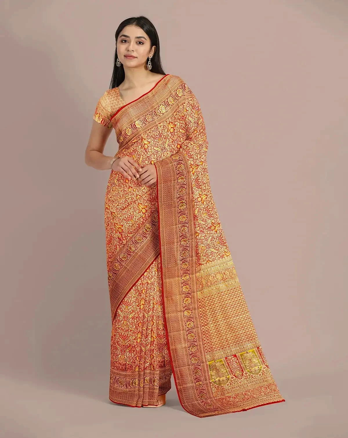 Red Tissue Kanjivaram Saree - Pallodstore