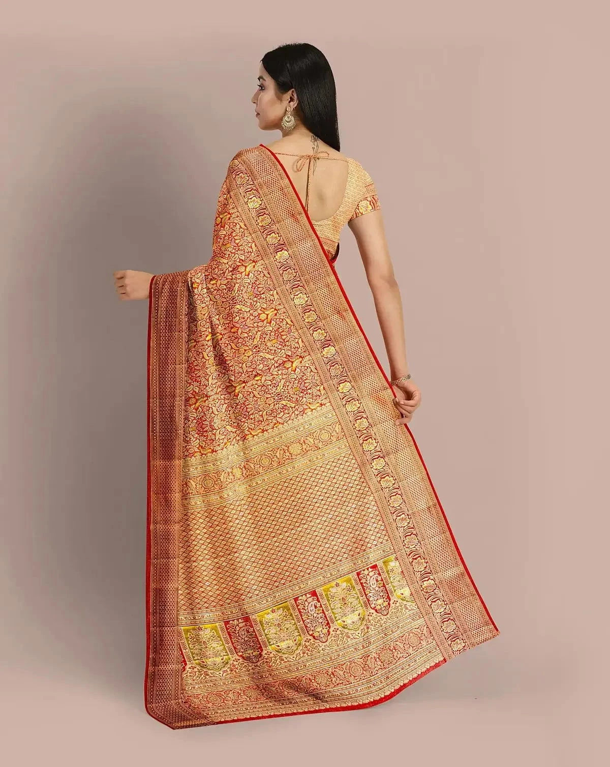 Red Tissue Kanjivaram Saree - Pallodstore