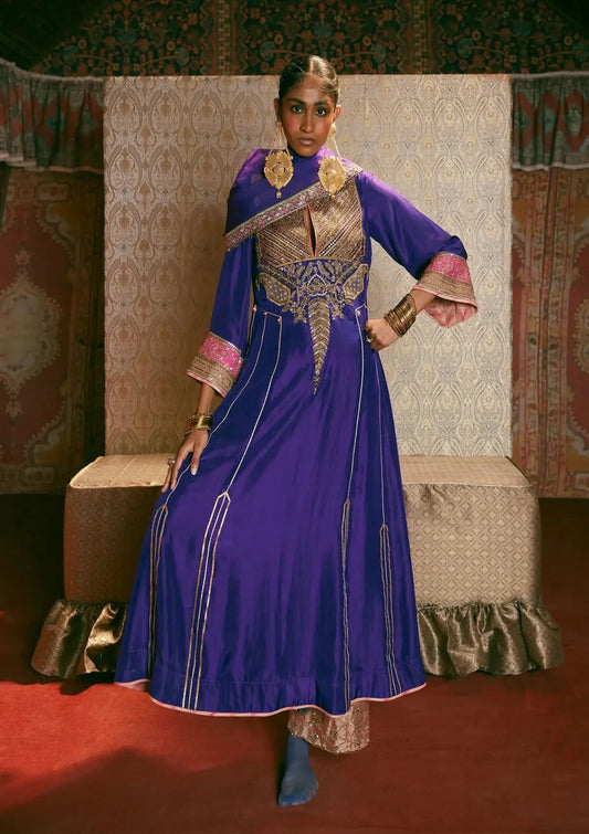 Reejh Purple Side Kali Kurta Set - Pallodstore