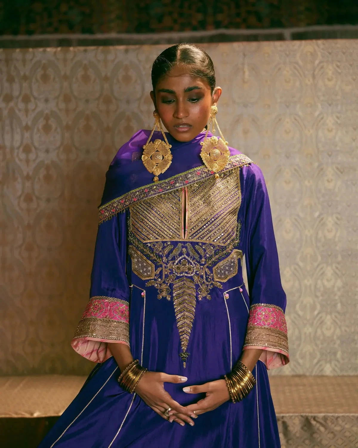 Reejh Purple Side Kali Kurta Set - Pallodstore