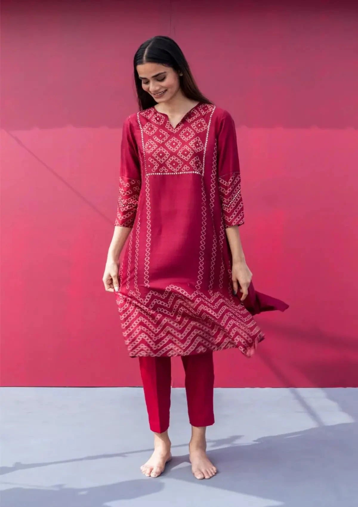Robyn Maroon Kurta Set - Pallodstore