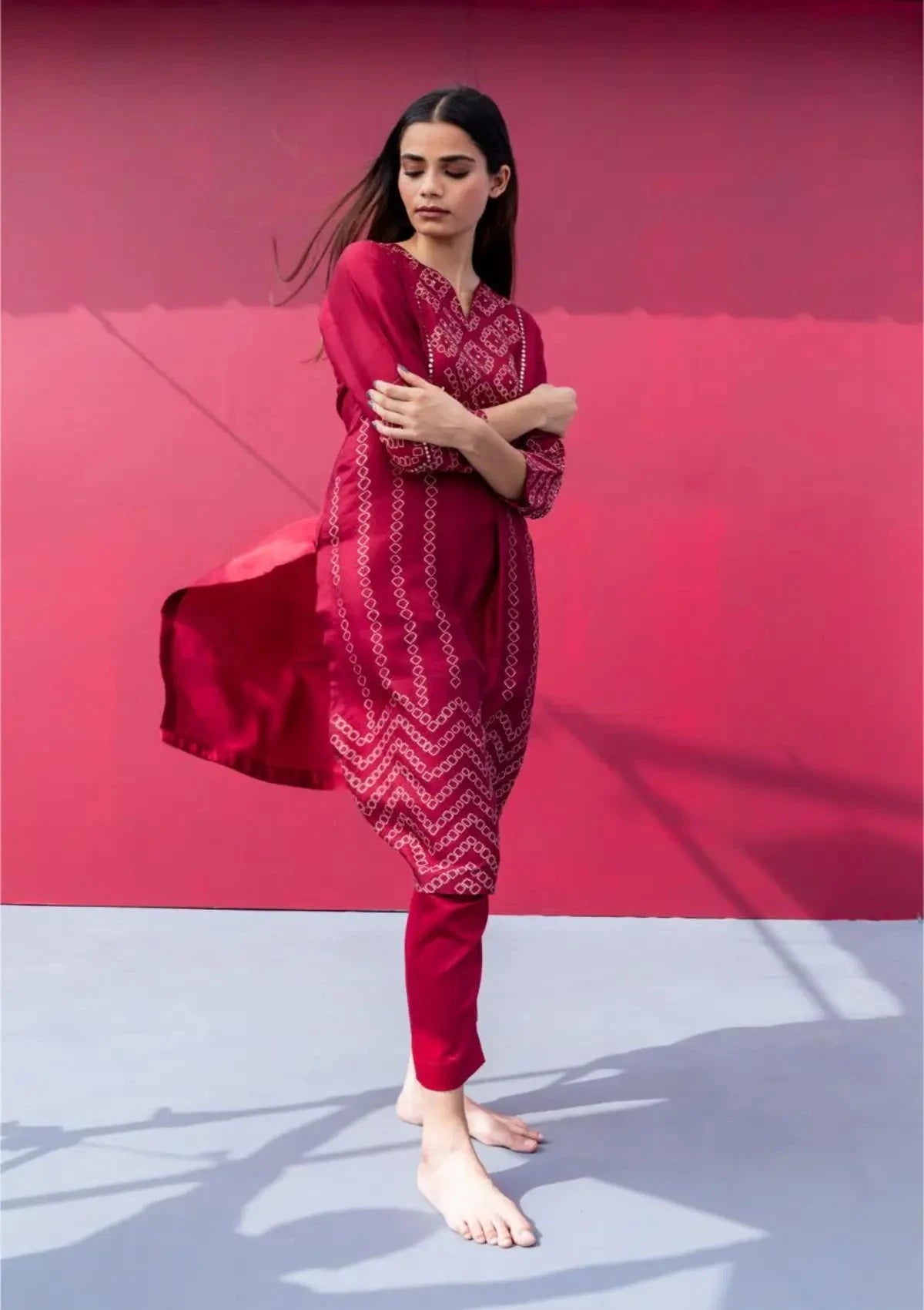 Robyn Maroon Kurta Set - Pallodstore