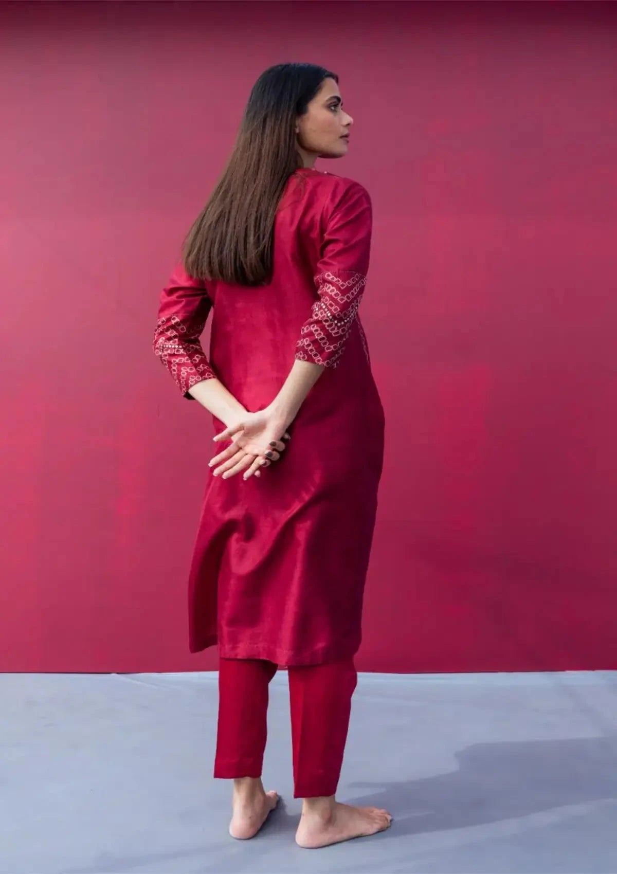 Robyn Maroon Kurta Set - Pallodstore
