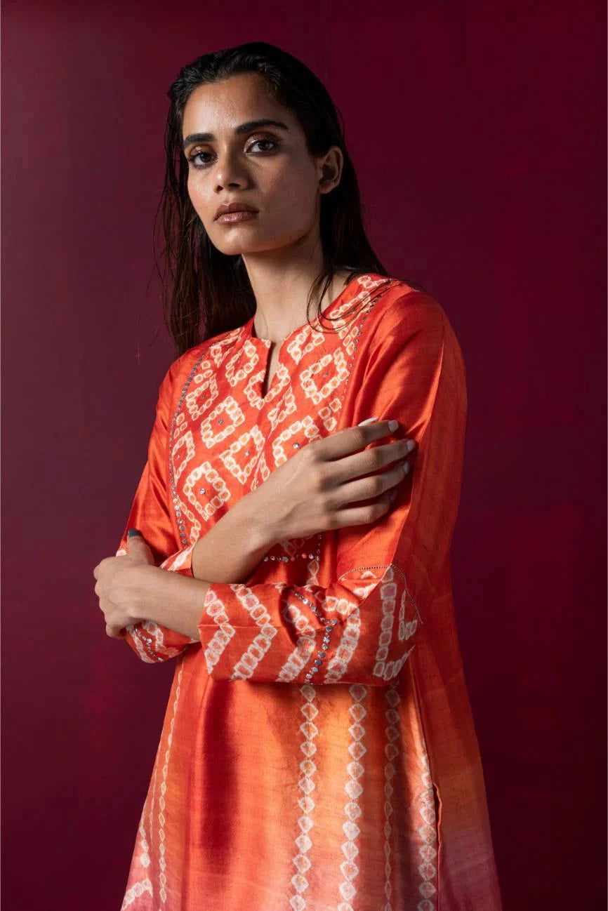 Robyn Orange Red Kurta Set - Pallodstore