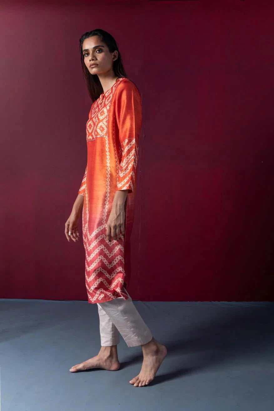 Robyn Orange Red Kurta Set - Pallodstore