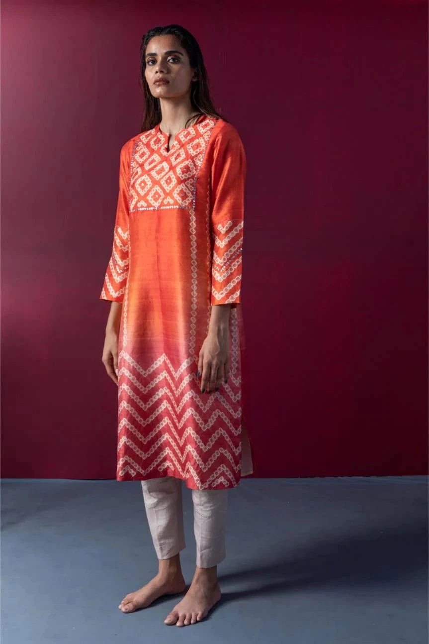 Robyn Orange Red Kurta Set - Pallodstore