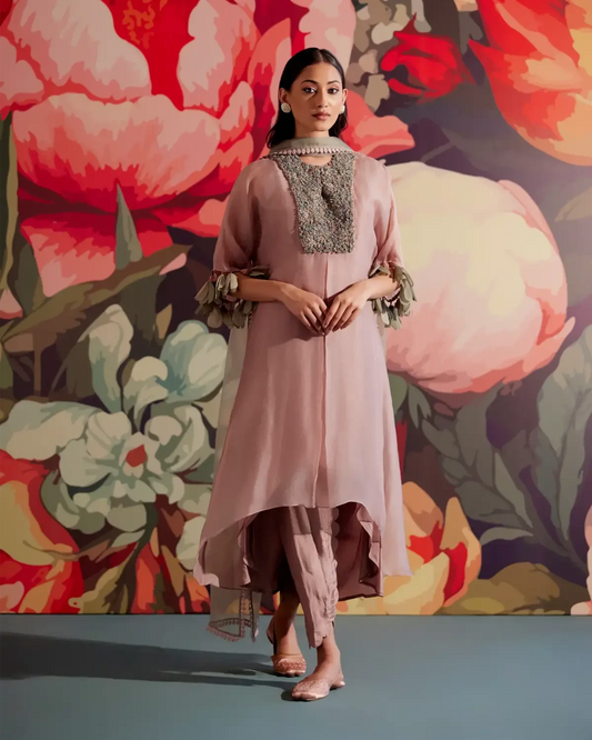 Rosaa Lilac Kurta Set - Pallodstore