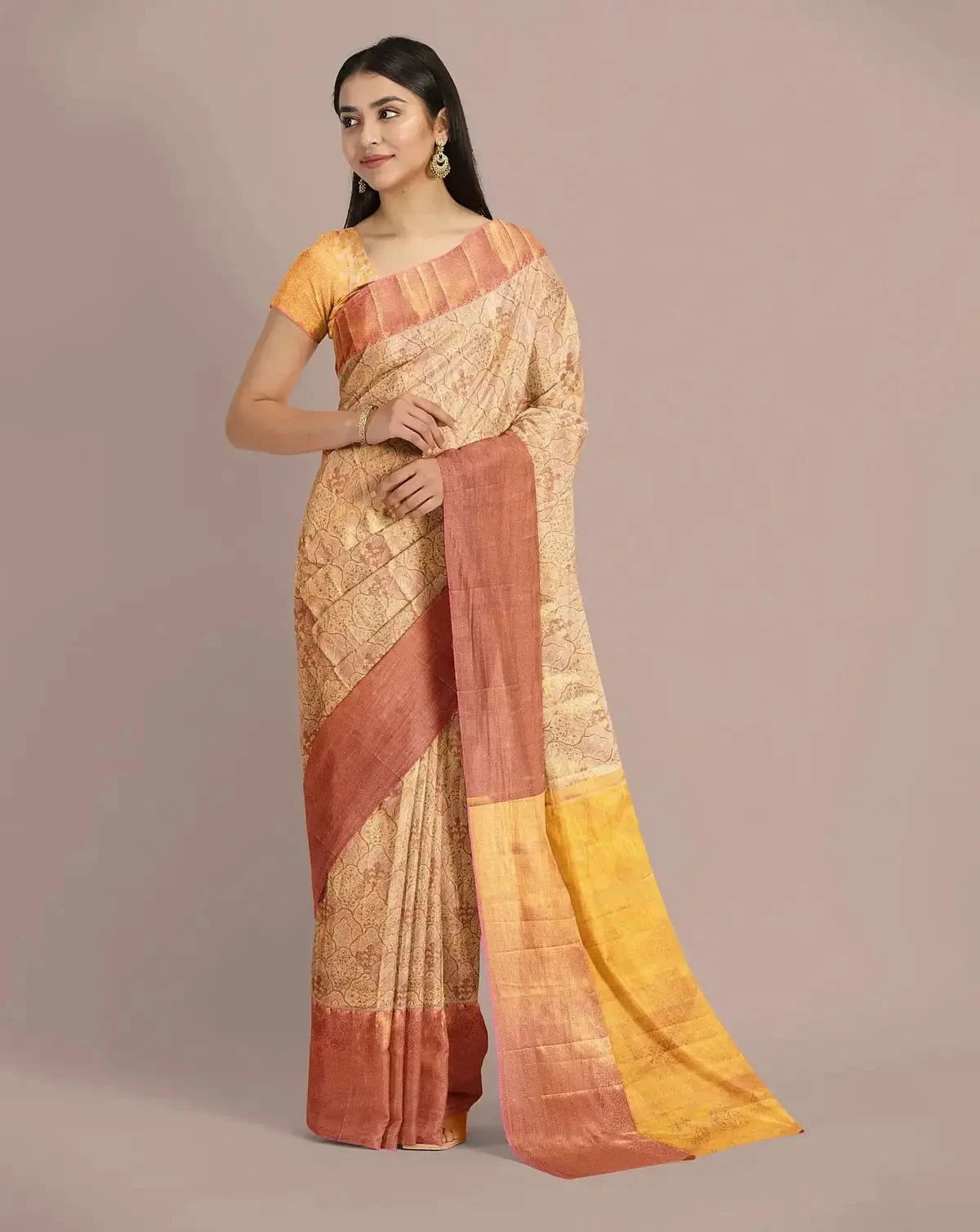 Rose Pink Tissue Kanjivaram Saree - Pallodstore