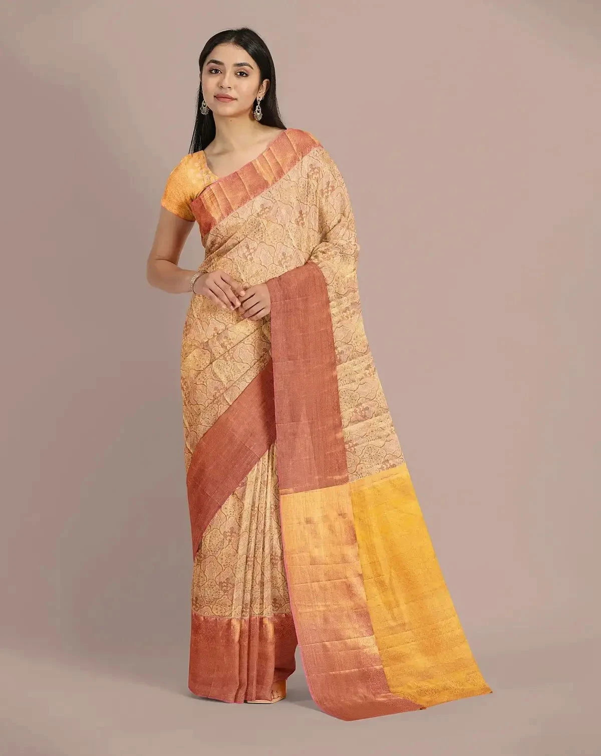 Rose Pink Tissue Kanjivaram Saree - Pallodstore