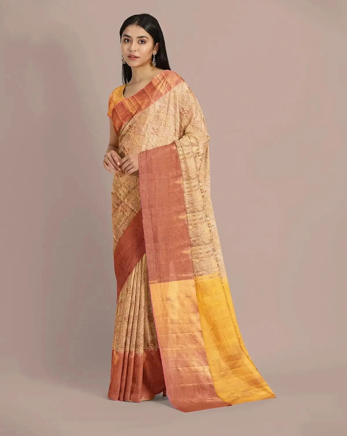Rose Pink Tissue Kanjivaram Saree - Pallodstore