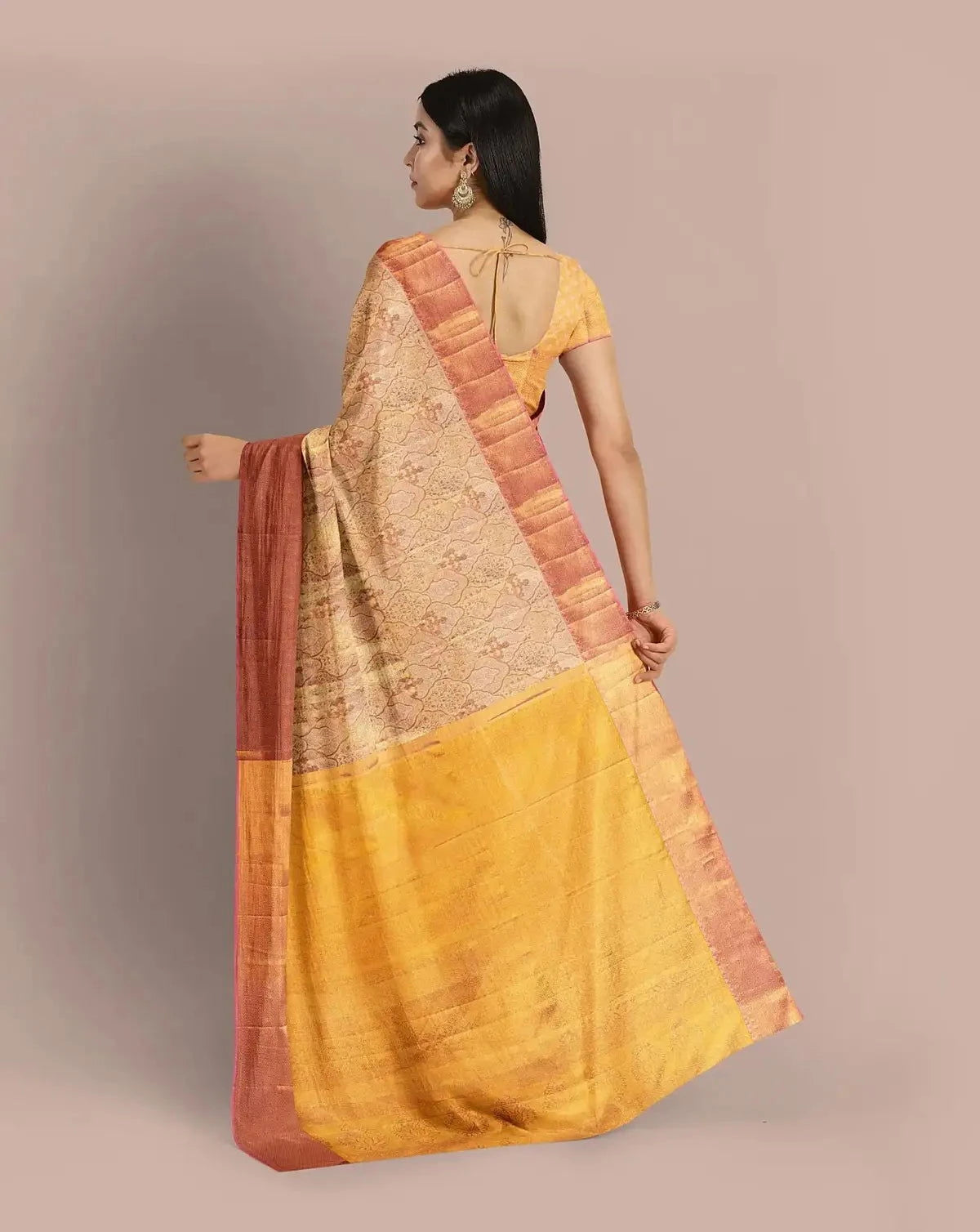 Rose Pink Tissue Kanjivaram Saree - Pallodstore