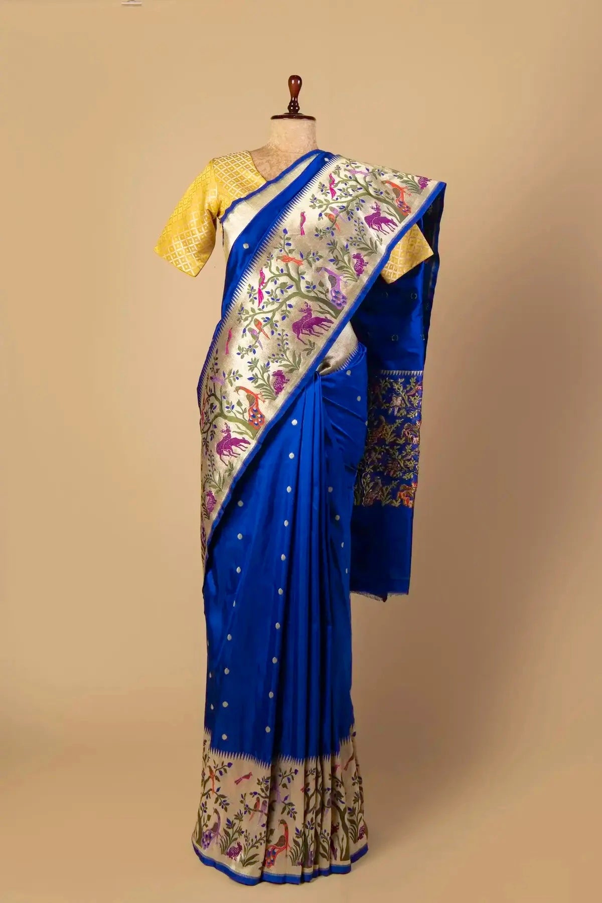 Royal Blue Banarasi Silk Paithani Saree - Pallodstore