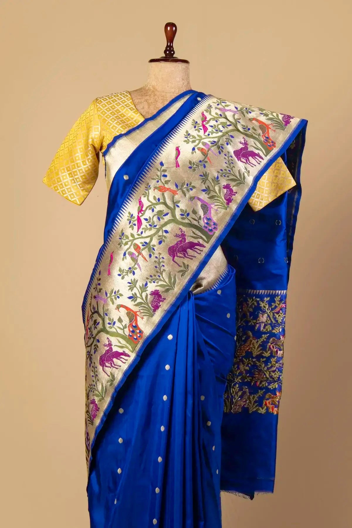 Royal Blue Banarasi Silk Paithani Saree - Pallodstore