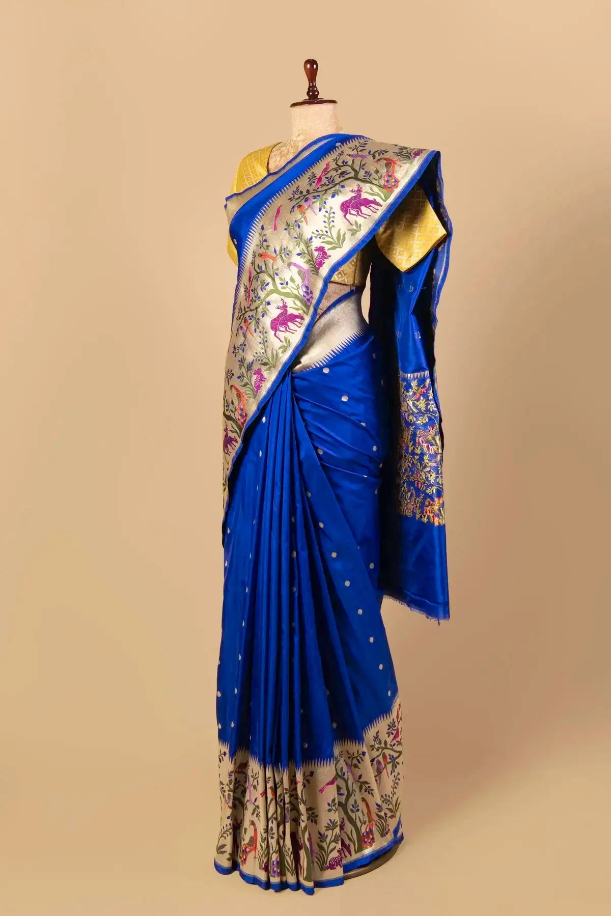 Royal Blue Banarasi Silk Paithani Saree - Pallodstore