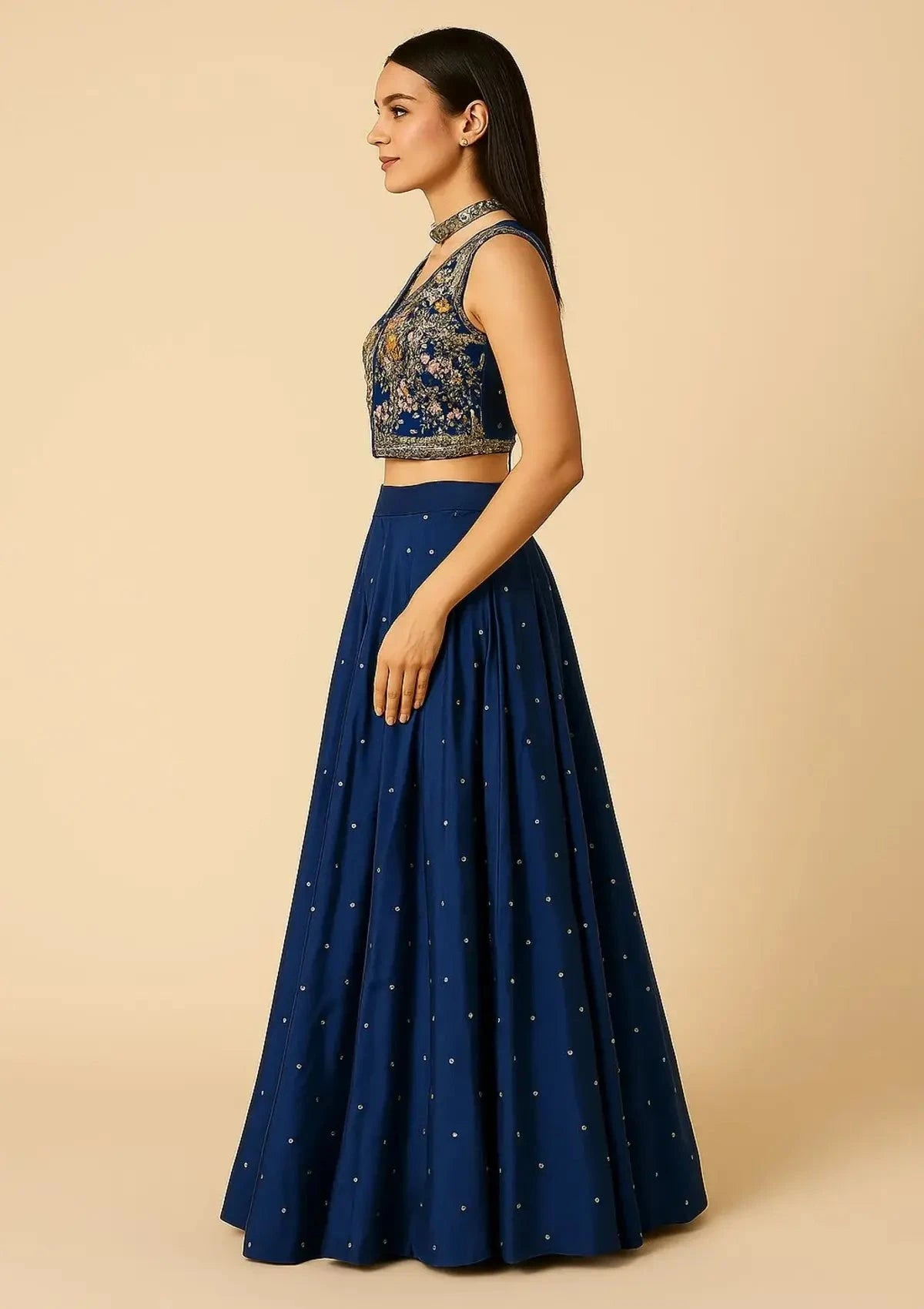 Royal Blue Palazzo With Crop Top - Pallodstore