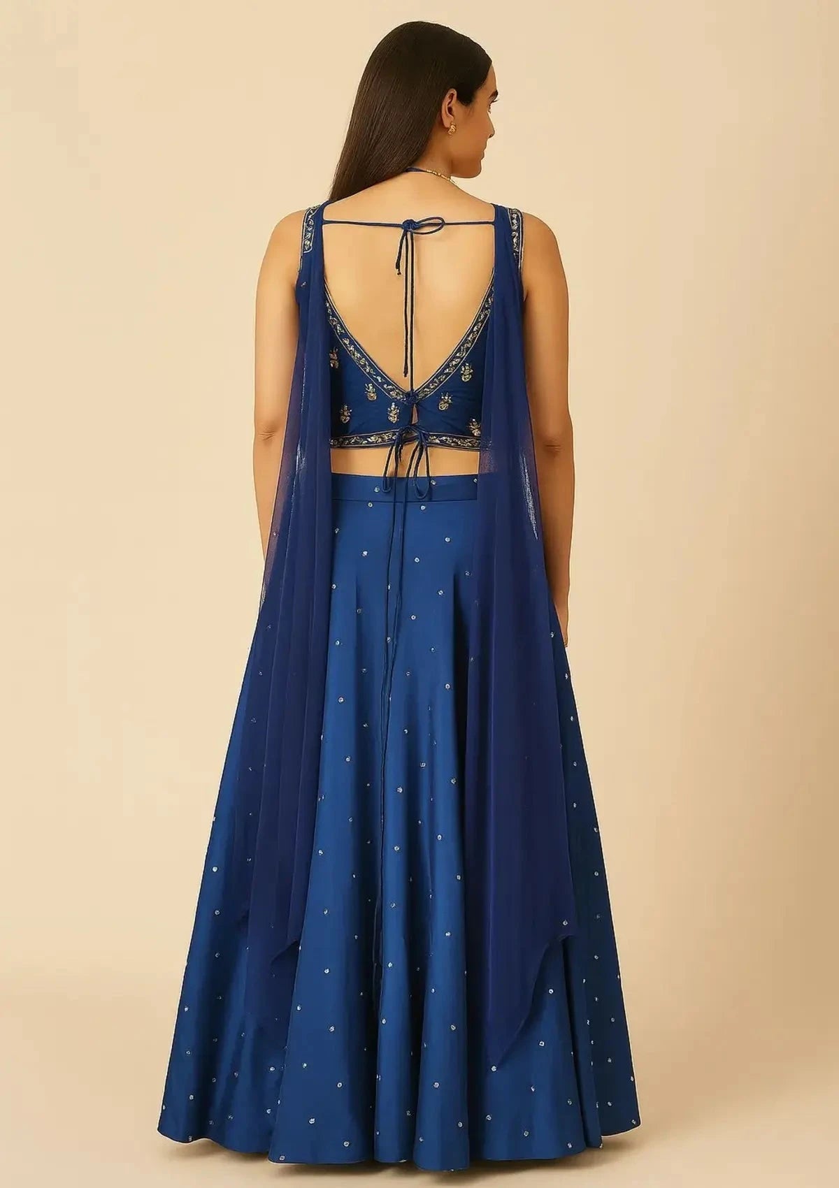 Royal Blue Palazzo With Crop Top - Pallodstore