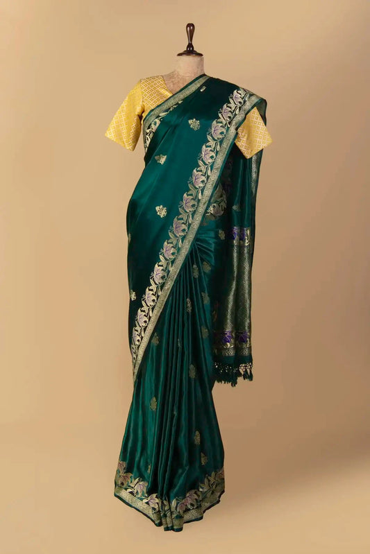 Sacramento Green Gajji Silk Saree - Pallodstore