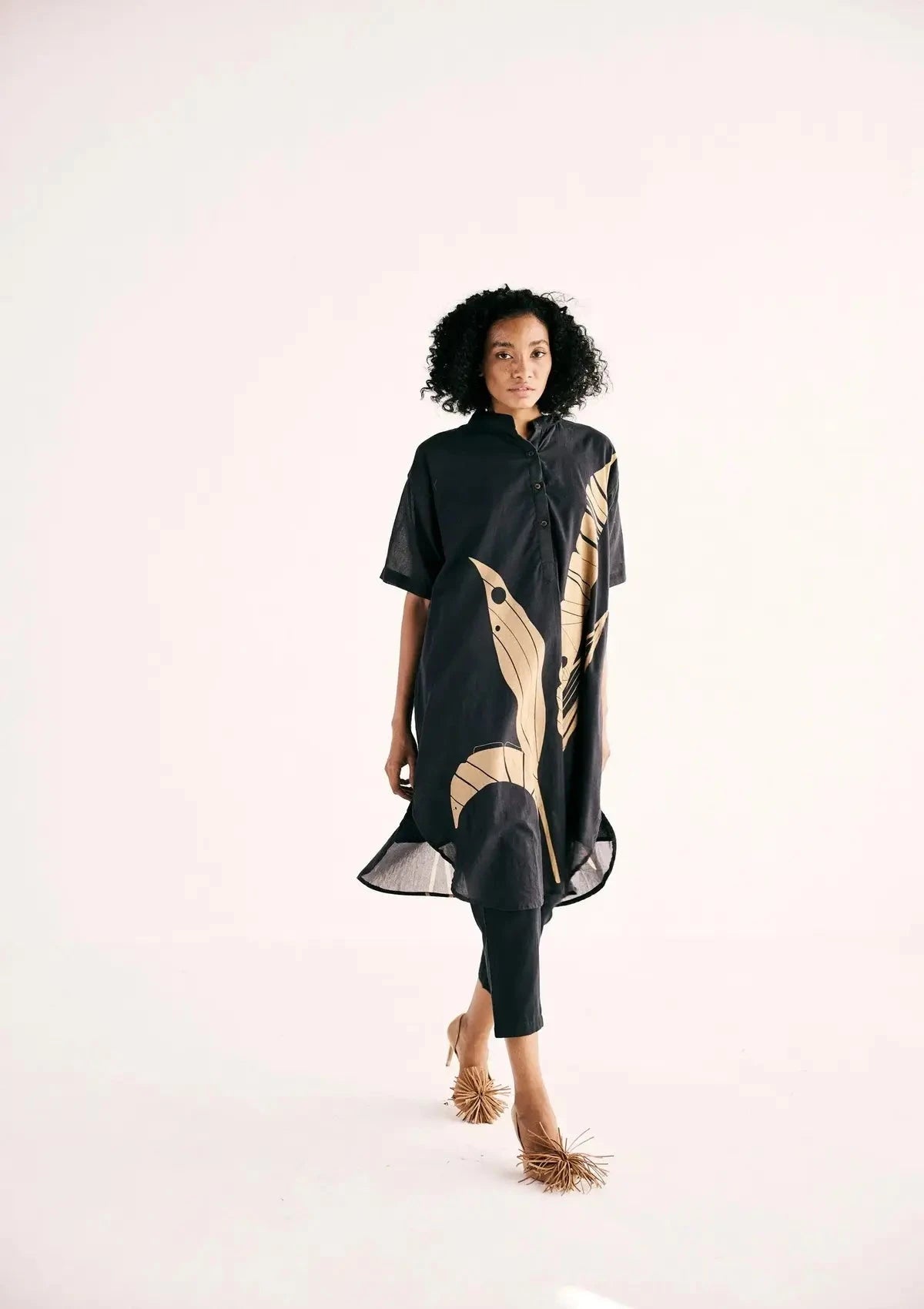 Shadow Leaf Black Kurta Set - Pallodstore