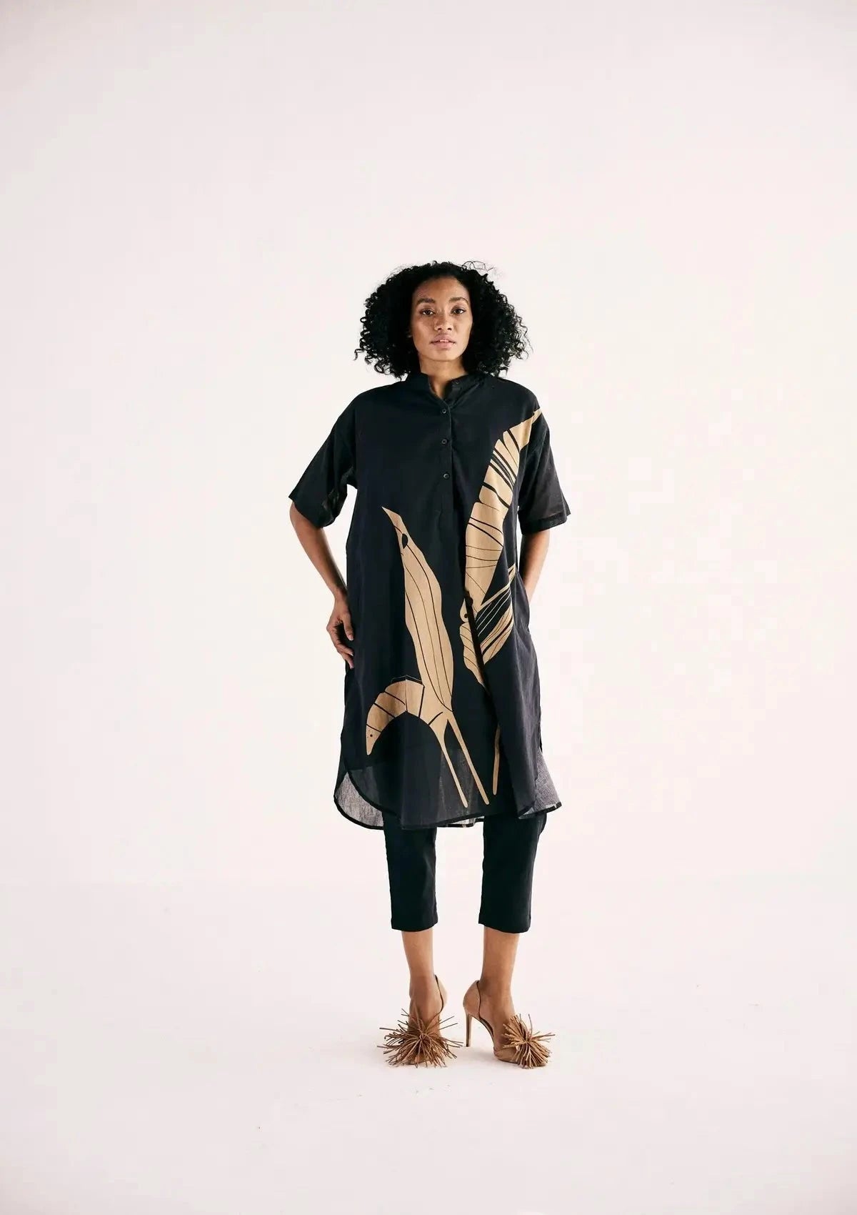 Shadow Leaf Black Kurta Set - Pallodstore