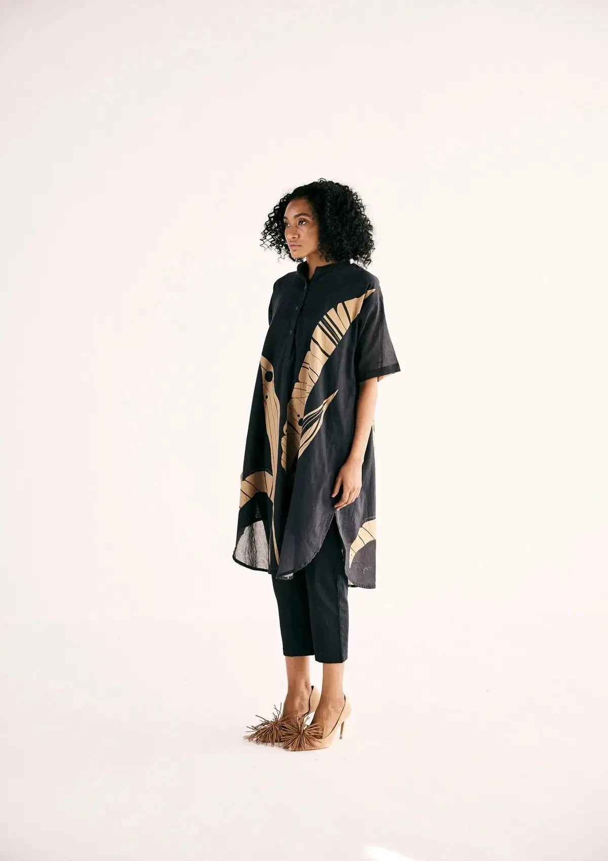 Shadow Leaf Black Kurta Set - Pallodstore
