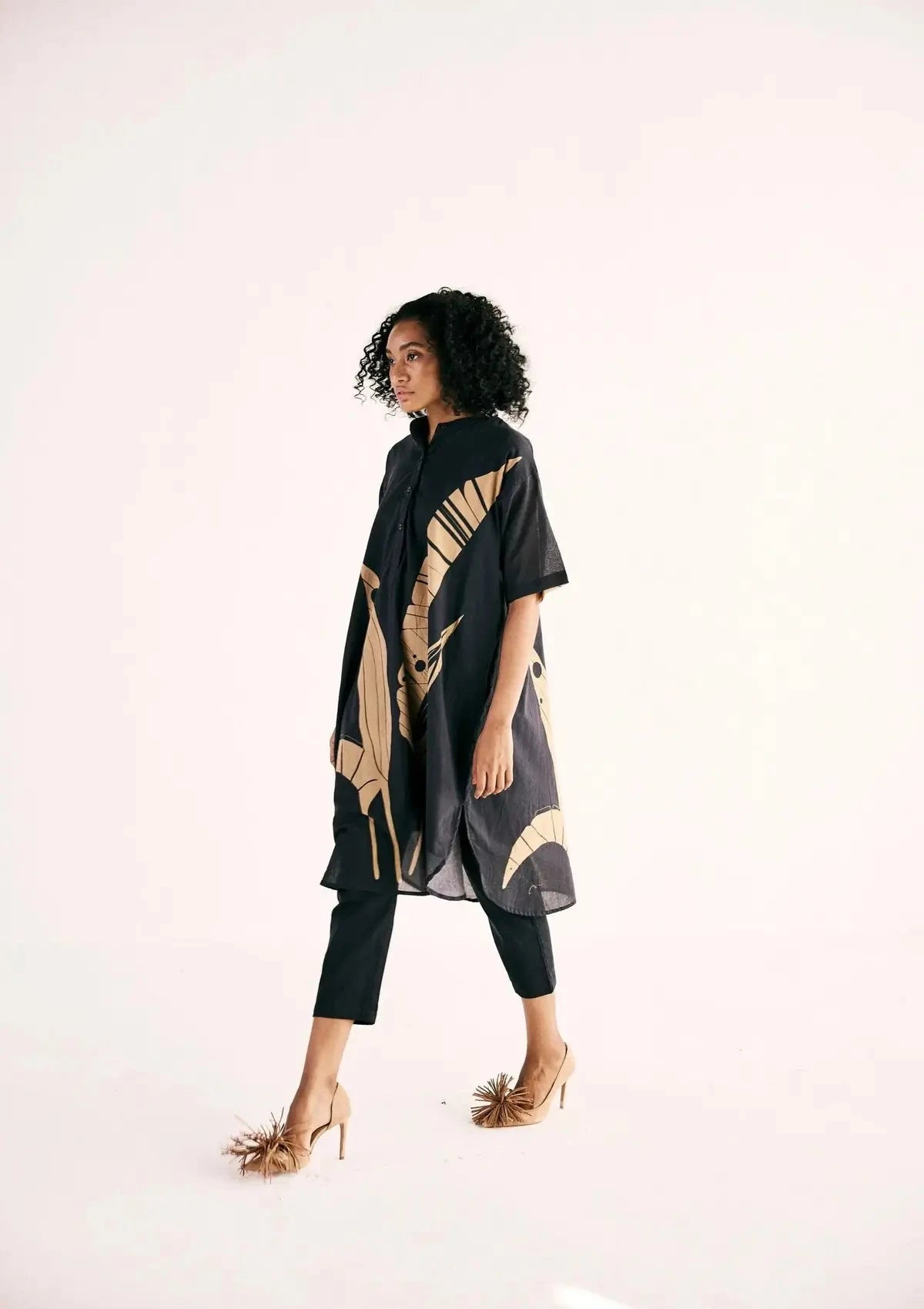 Shadow Leaf Black Kurta Set - Pallodstore