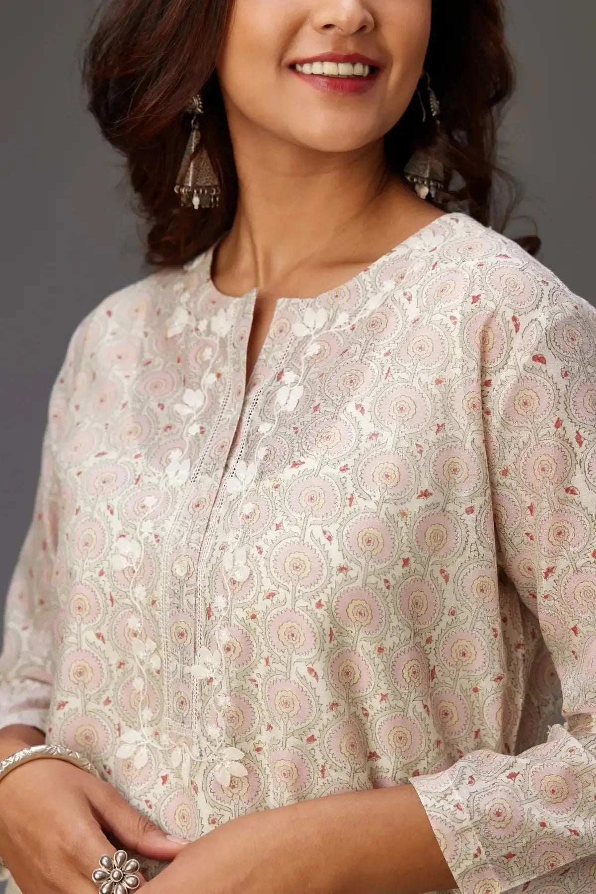 Silk Chanderi Hand-block Printed Straight Kurta Set - Pallodstore