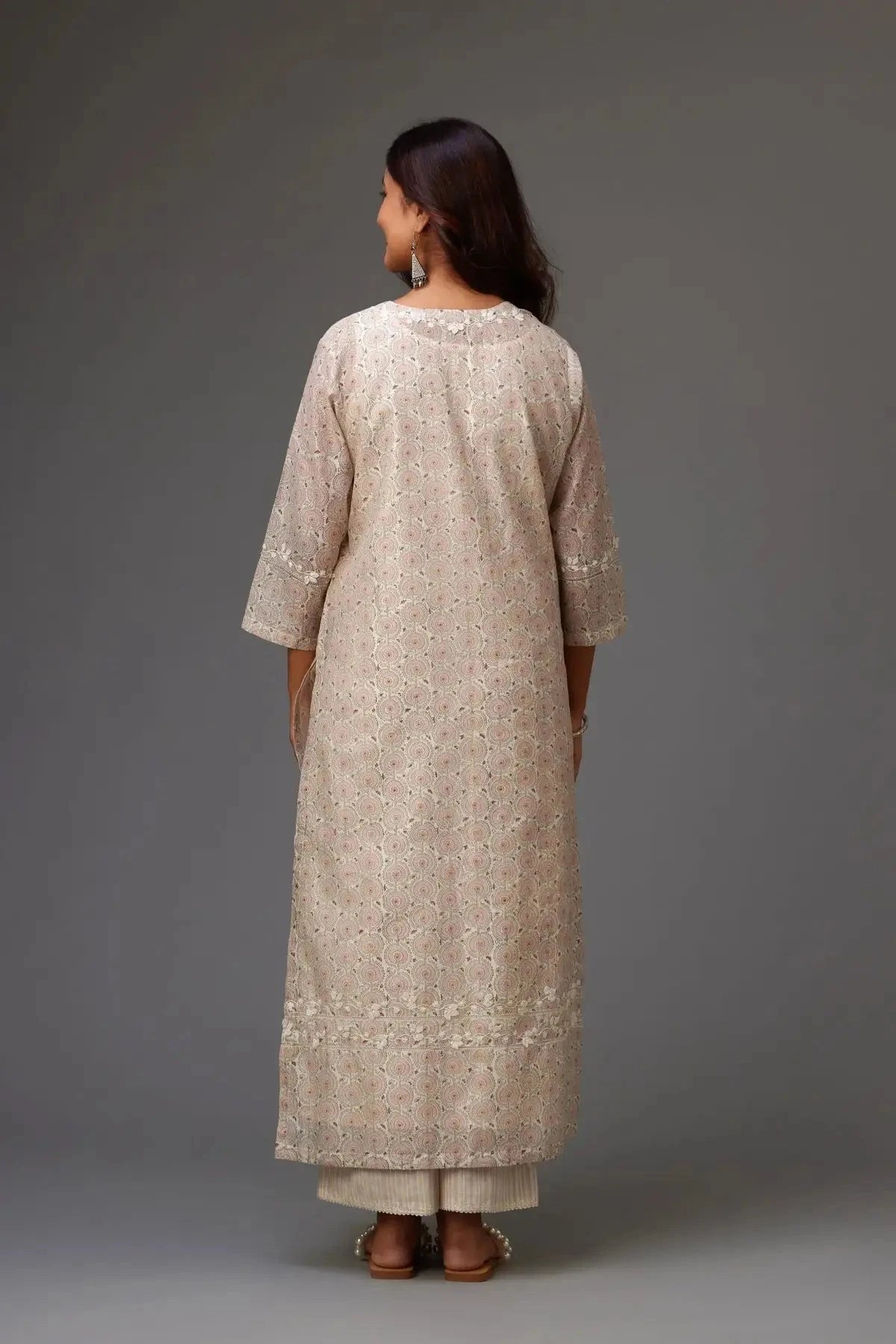 Silk Chanderi Hand-block Printed Straight Kurta Set - Pallodstore