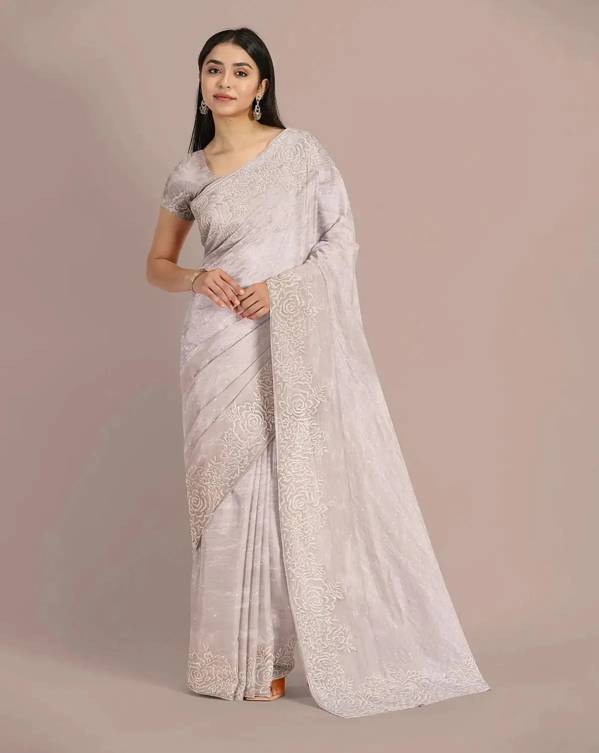 Silver Gold Tissue Saree - Pallodstore