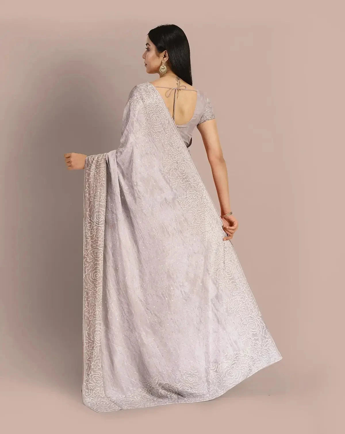 Silver Gold Tissue Saree - Pallodstore
