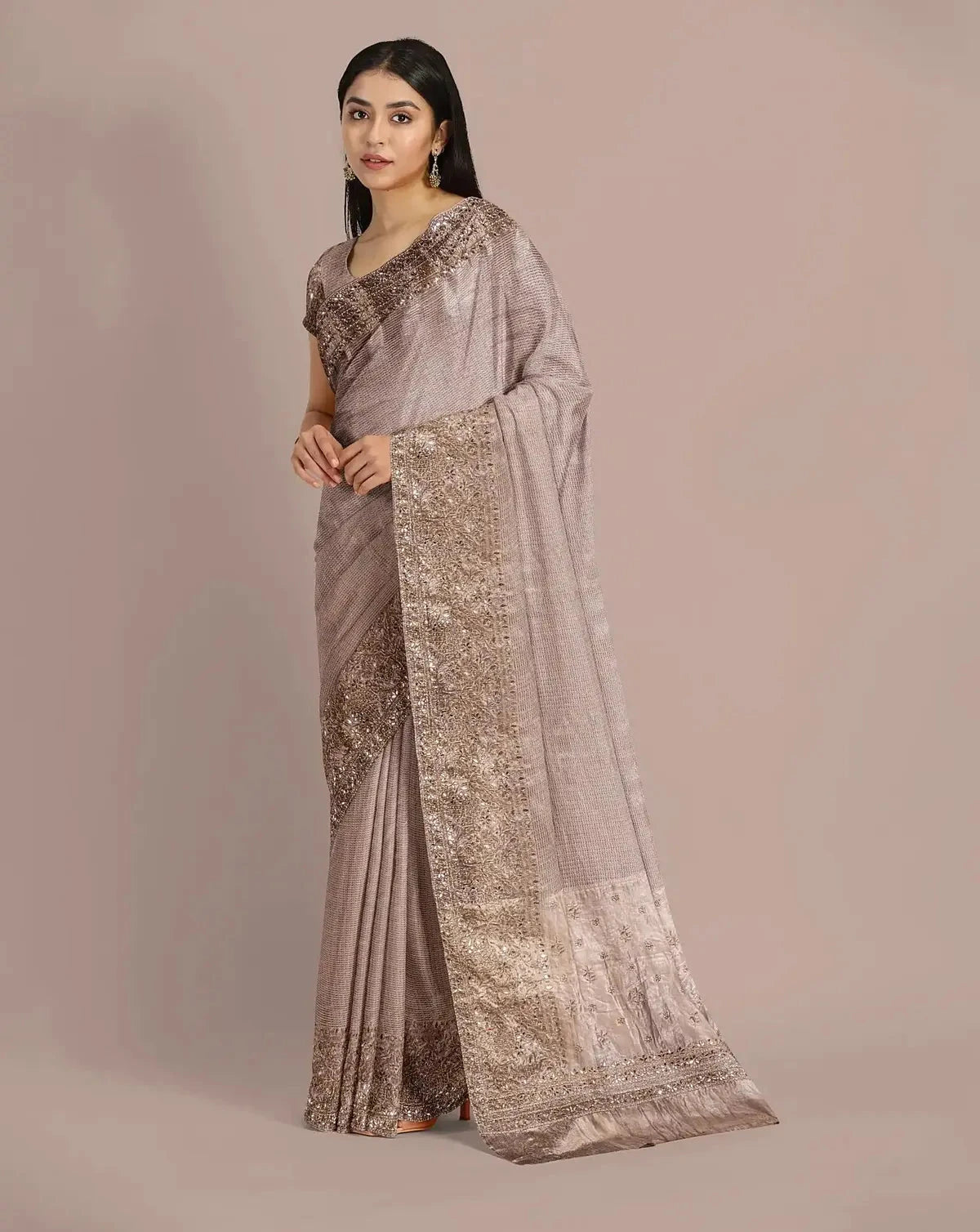 Silver Tissue Saree - Pallodstore