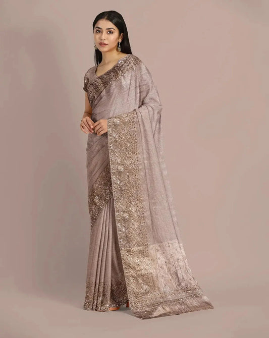 Silver Tissue Saree - Pallodstore