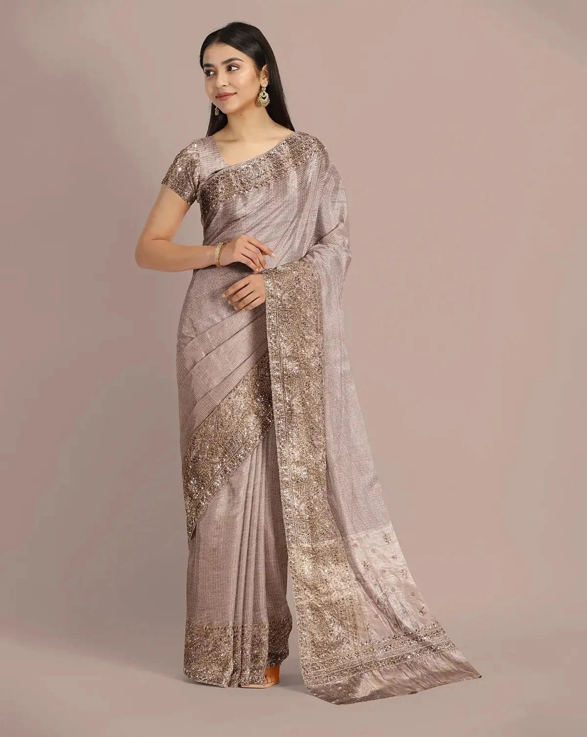 Silver Tissue Saree - Pallodstore
