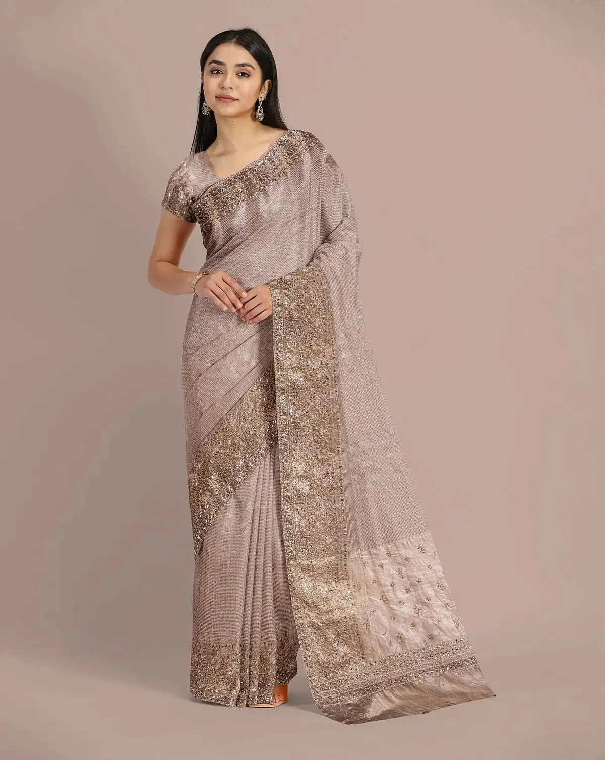 Silver Tissue Saree - Pallodstore