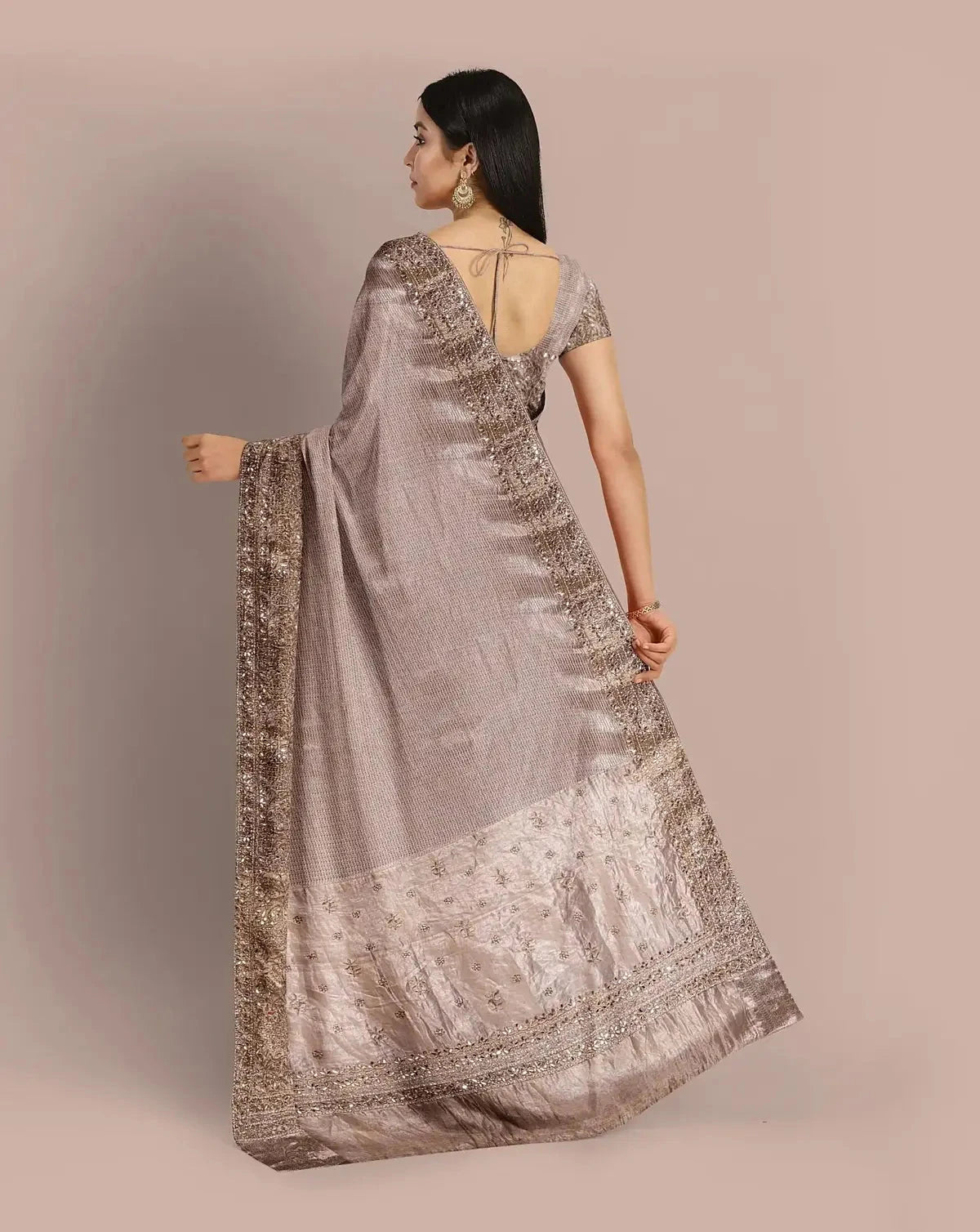 Silver Tissue Saree - Pallodstore