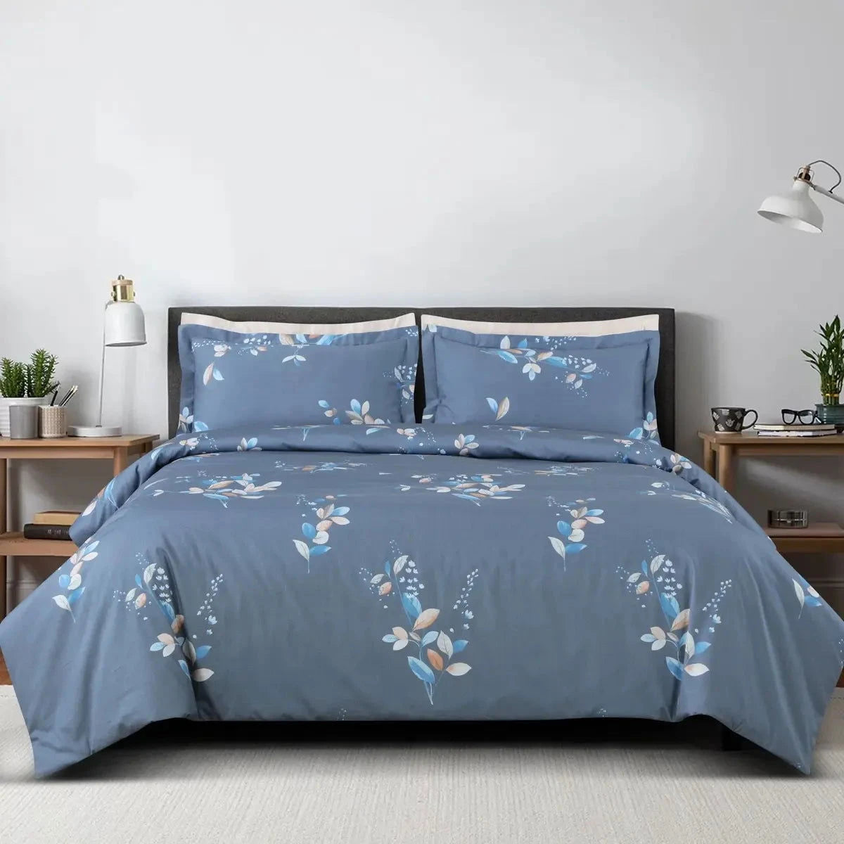 Sion Printed Air Force Blue 500TC Egyptian Cotton Bedding Set - Pallodstore