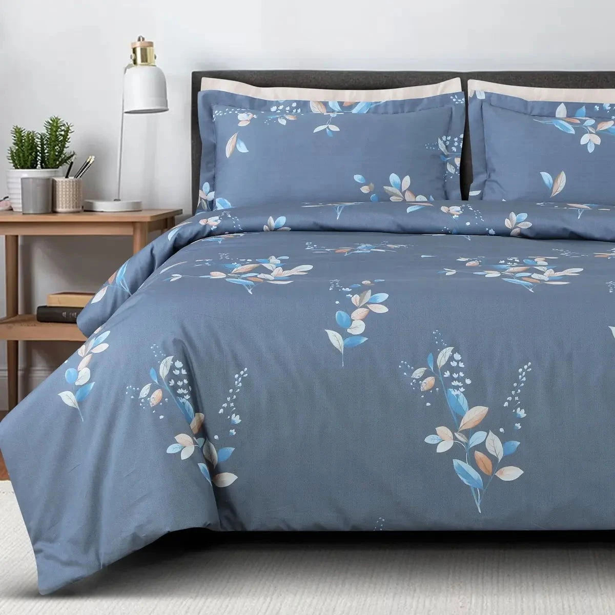 Sion Printed Air Force Blue 500TC Egyptian Cotton Bedding Set - Pallodstore