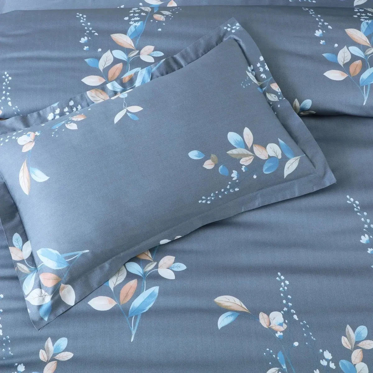 Sion Printed Air Force Blue 500TC Egyptian Cotton Bedding Set - Pallodstore