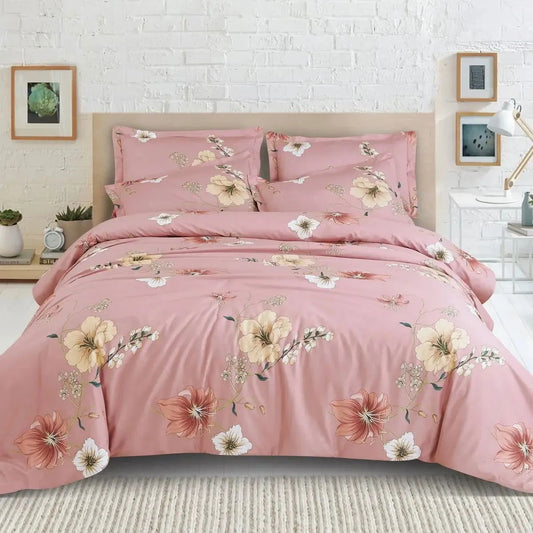 Sion Printed Baby Pink 500TC Egyptian Cotton Bedding Set - Pallodstore