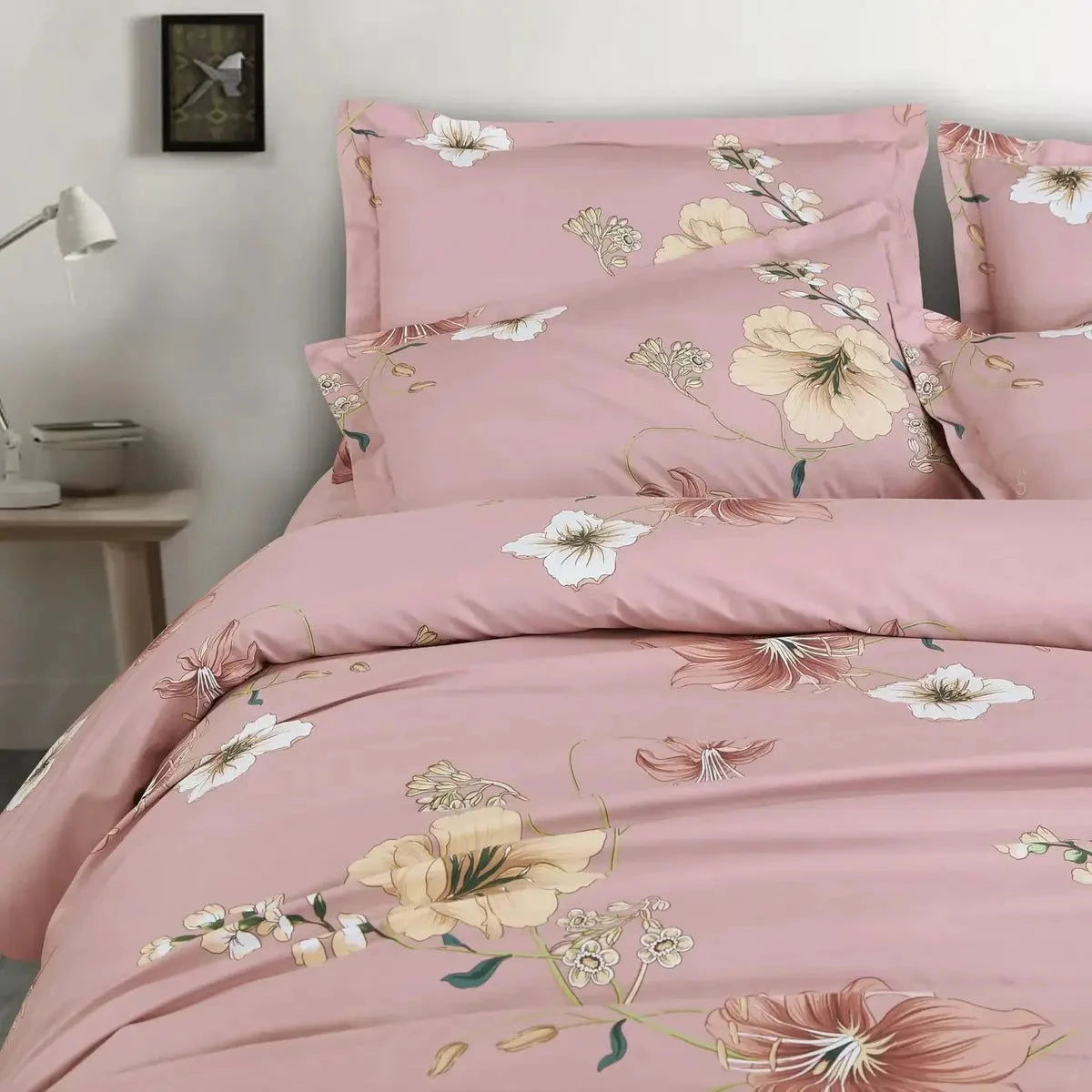 Sion Printed Baby Pink 500TC Egyptian Cotton Bedding Set - Pallodstore