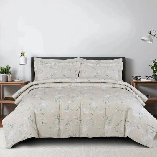 Sion Printed Beige 500TC Egyptian Cotton Bedding - Pallodstore