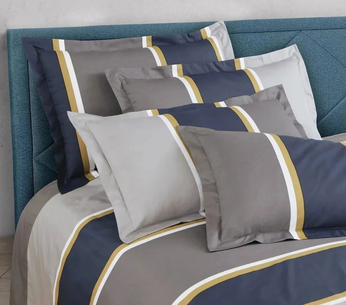 Sion Printed Blue 500TC Egyptian Cotton Bedding Set - Pallodstore