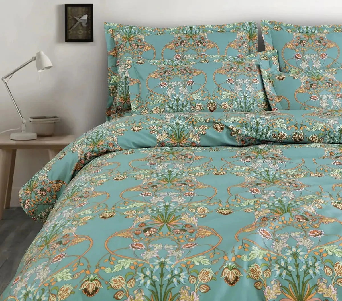 Sion Printed Forest Green 500TC Egyptian Cotton Bedding Set - Pallodstore