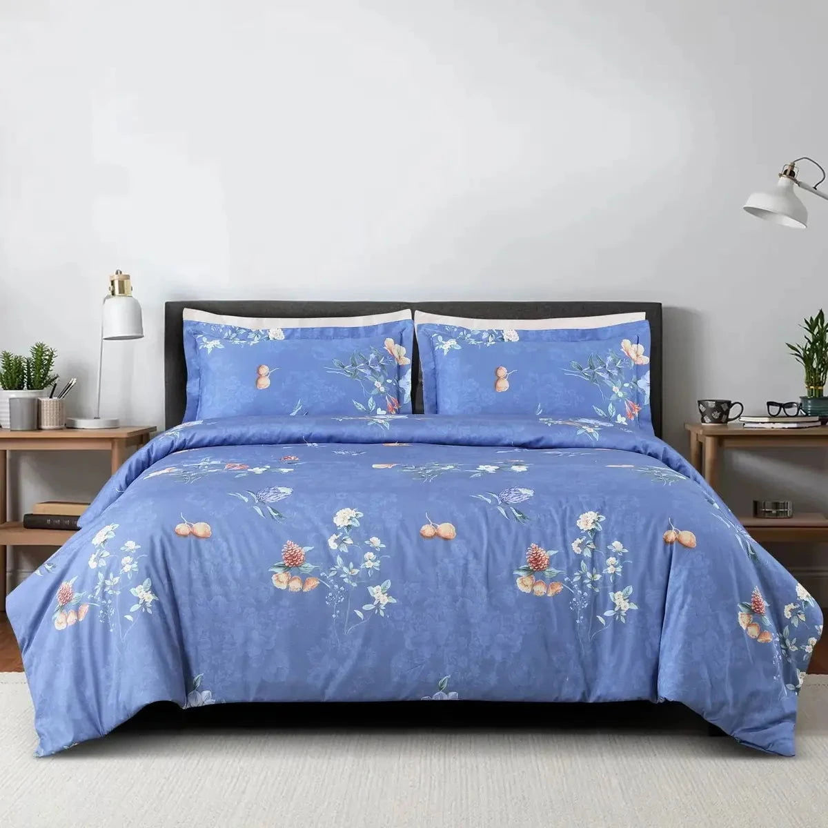 Sion Printed French Blue 500TC Egyptian Cotton Bedding - Pallodstore