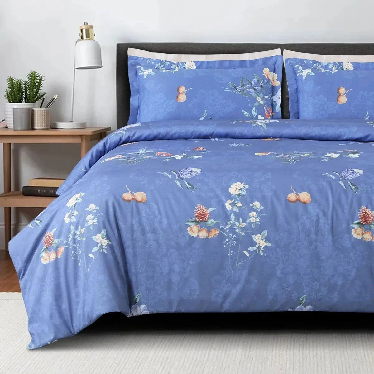 Sion Printed French Blue 500TC Egyptian Cotton Bedding - Pallodstore