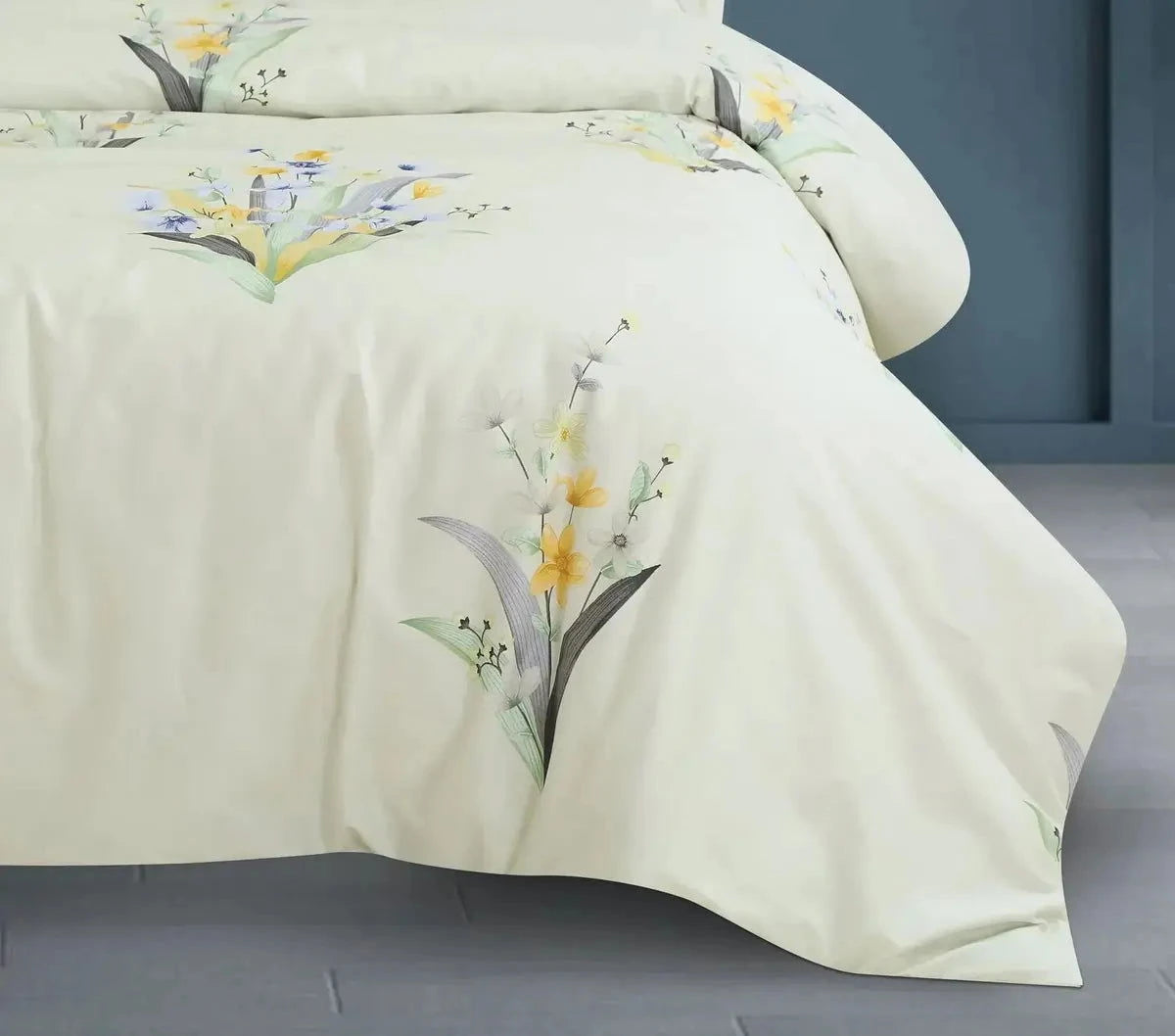 Sion Printed Tea Green 500TC Egyptian Cotton Bedding Set - Pallodstore