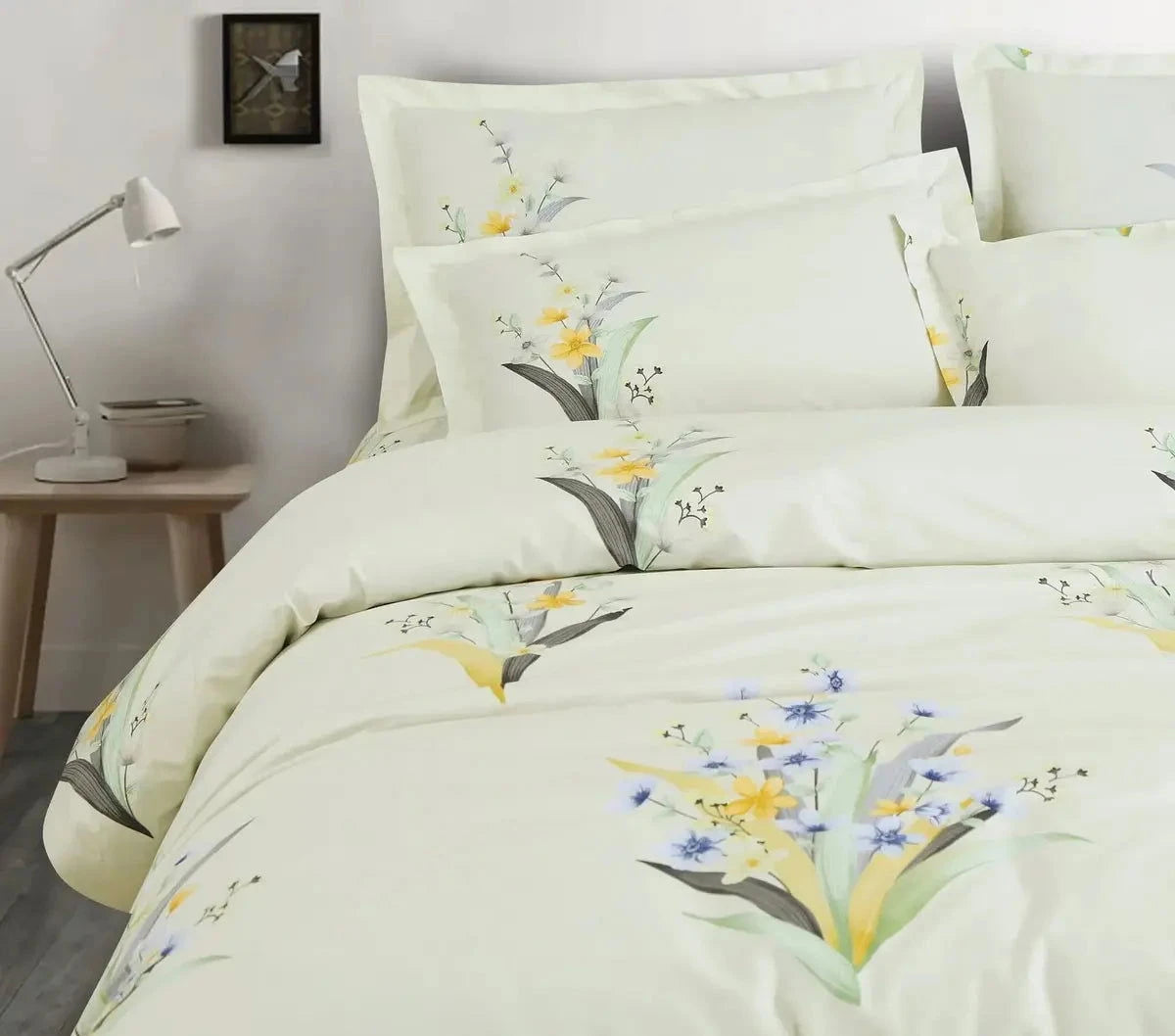 Sion Printed Tea Green 500TC Egyptian Cotton Bedding Set - Pallodstore