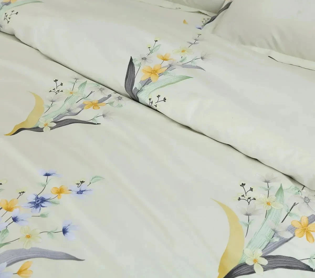 Sion Printed Tea Green 500TC Egyptian Cotton Bedding Set - Pallodstore