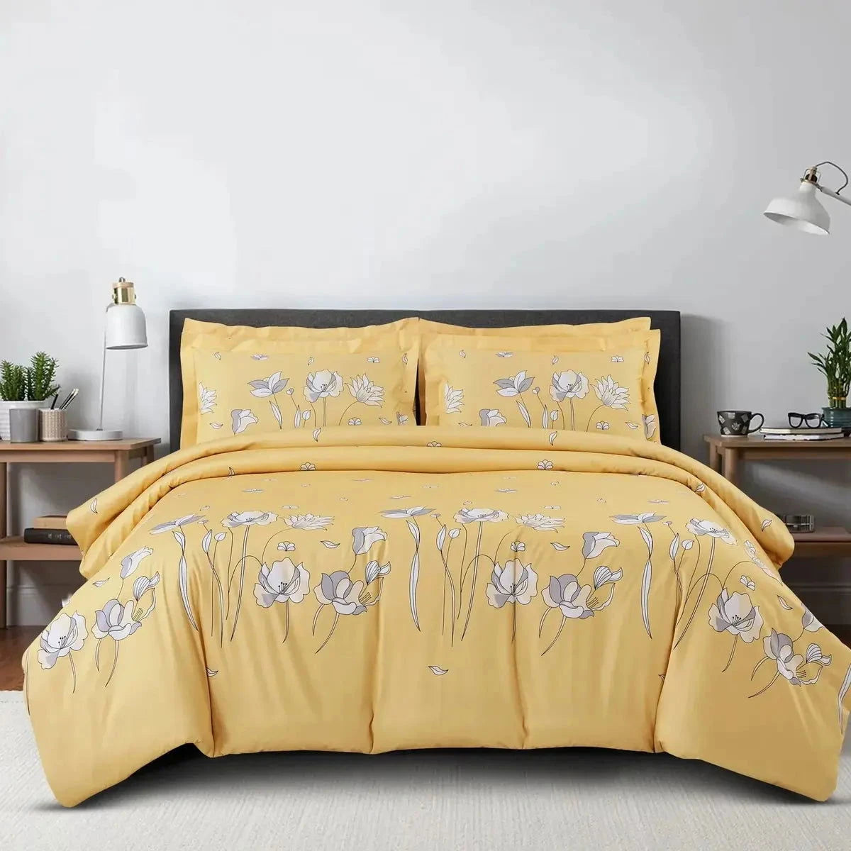 Sion Printed Yellow 500TC Egyptian Cotton Bedding Set - Pallodstore