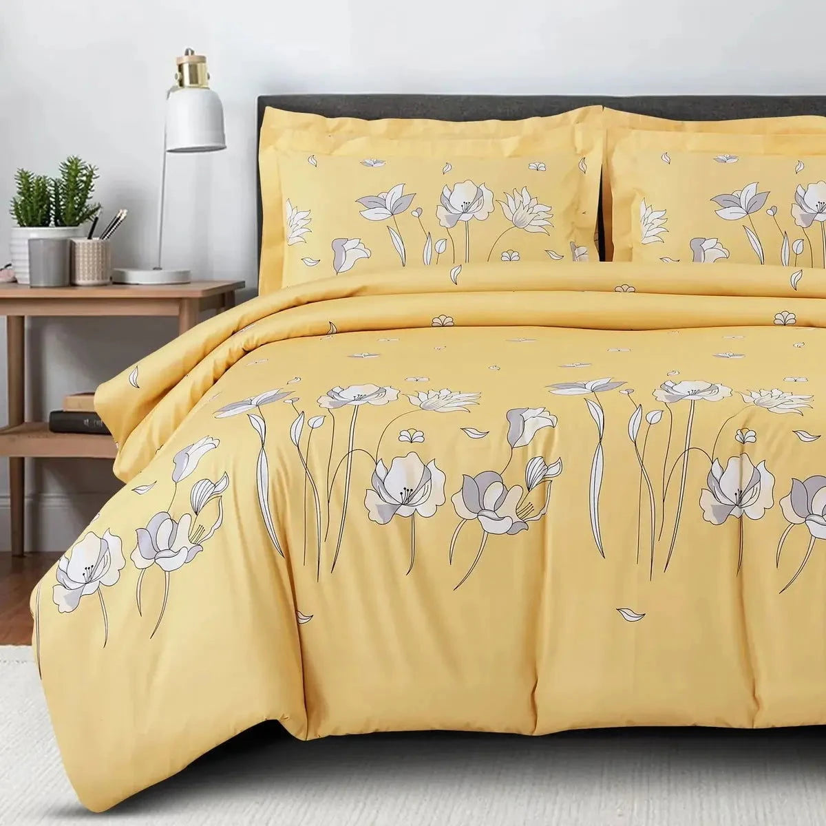 Sion Printed Yellow 500TC Egyptian Cotton Bedding Set - Pallodstore