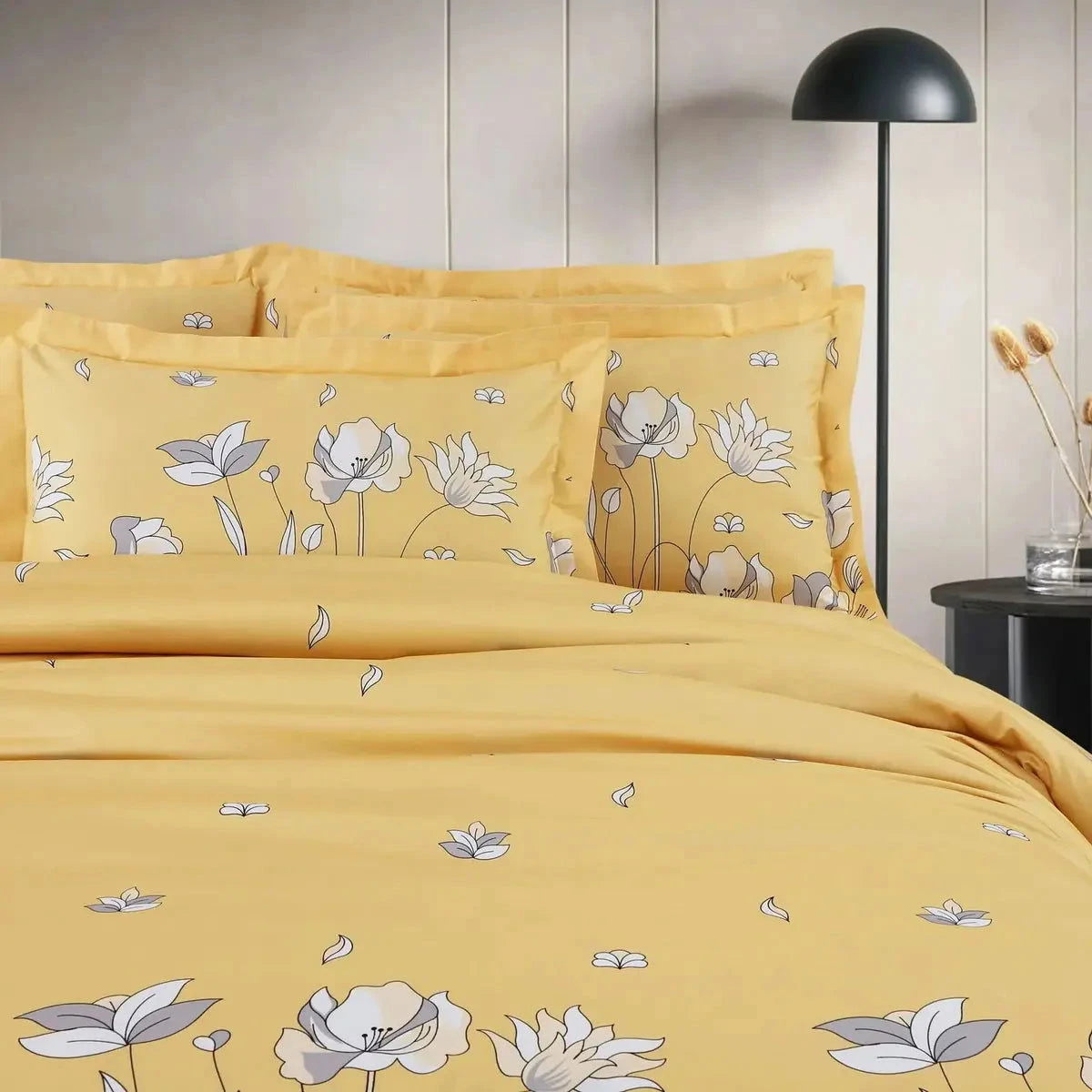 Sion Printed Yellow 500TC Egyptian Cotton Bedding Set - Pallodstore